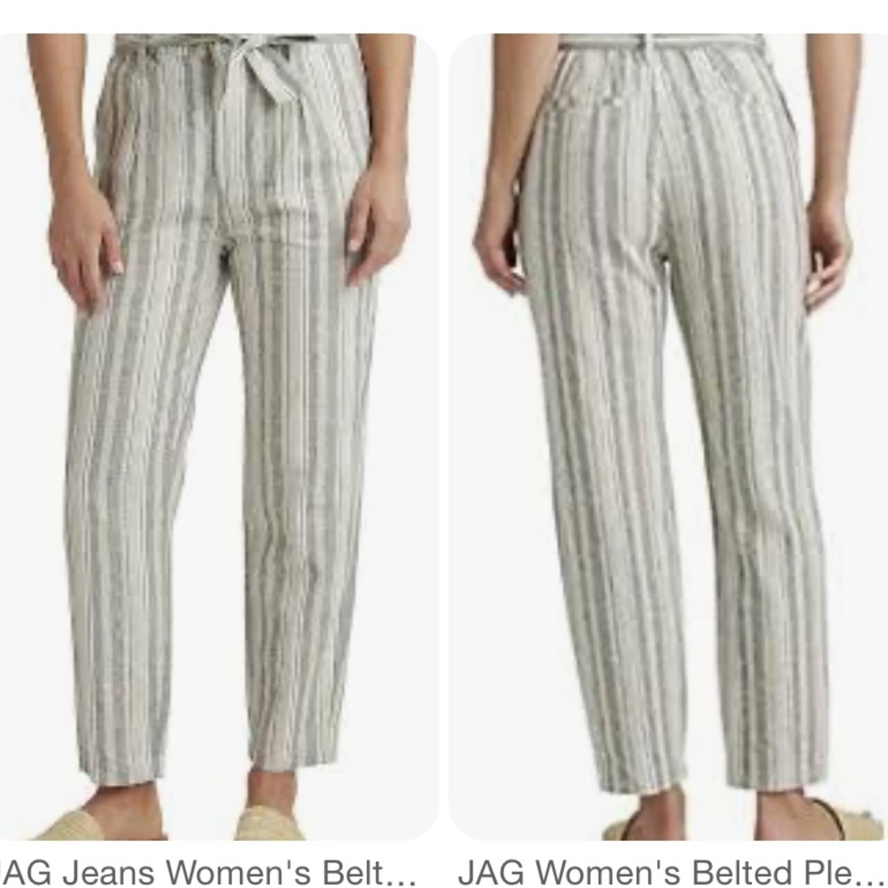 Jag Jeans Beige and Black Striped Pants linen